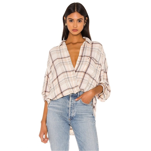 Free People Tops - Free People We The Free Hidden Valley Buttondown Shirt Alabaster Plaid Large
